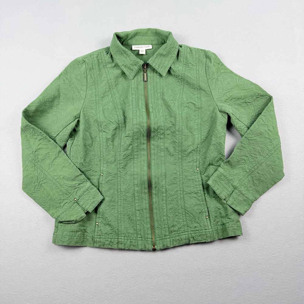 Coldwater Creek Green Embossed Zip Jacket Women’s Size 8